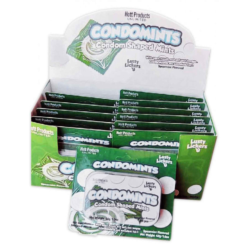 Hott Products Condomints Spearmints Flavor Condoms Shaped Mints Display
