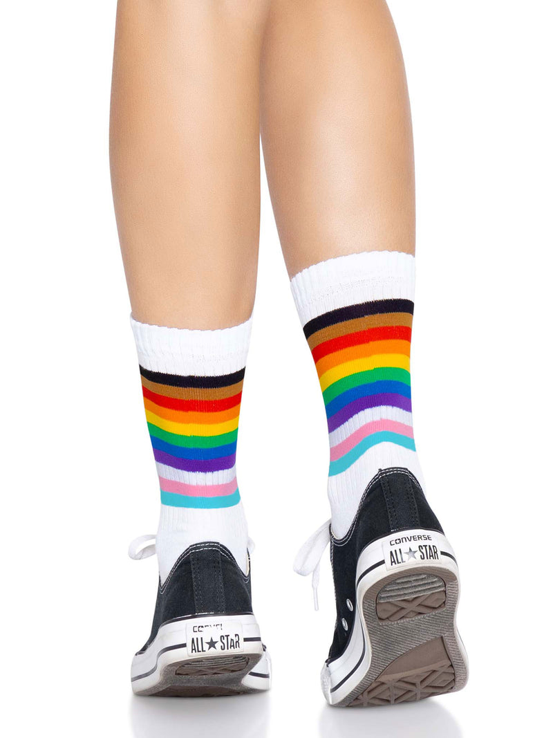 Leg Avenue Pride Crew Socks - One Size - Rainbow