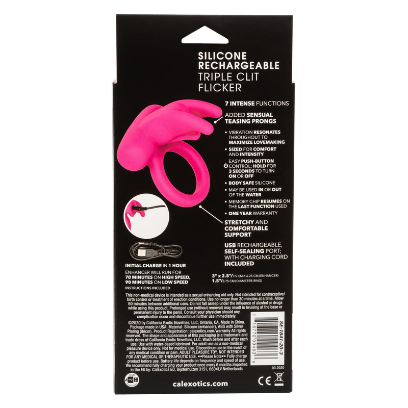 CalExotics Silicone Rechargeable Triple Clit Flicker
