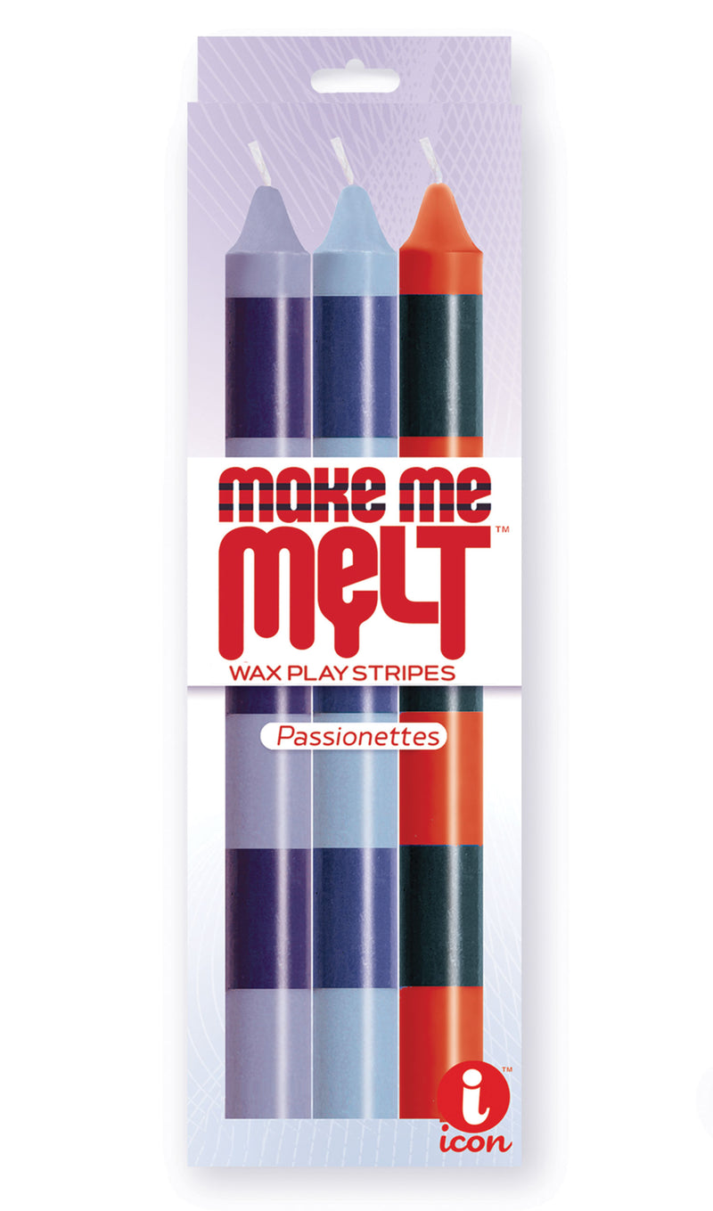 Icon Brands The 9's Make Me Melt Sensual Warm Drip Candles 3pk Stripes Passionettes