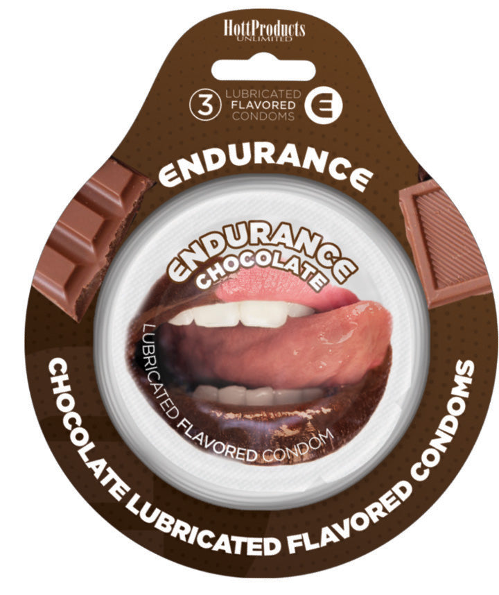 Hott Products Endurance Condoms - Chocolate -3 Pack