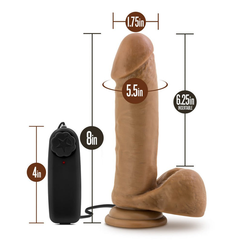 Coverboy Soccer Champ Realistic Mocha 8-Inch Long Remote Control Vibrating Dildo With Suction Cup Base
