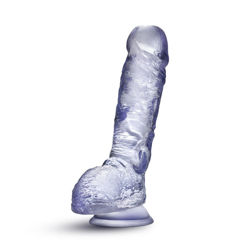 B Yours Plus Hearty Hefty Clear 9-Inch Long Dildo With Balls & Suction Cup Base