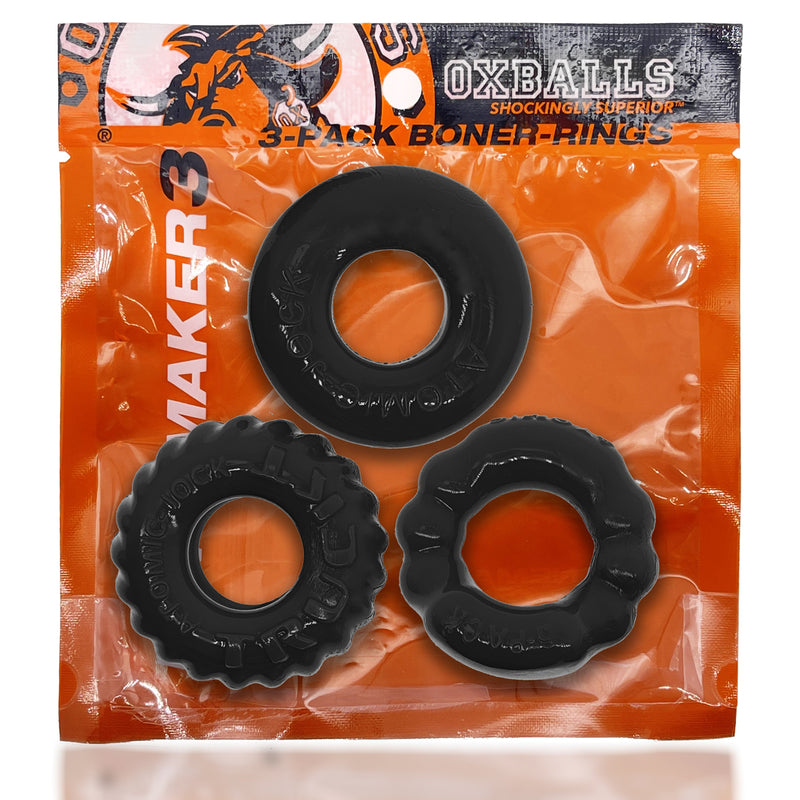 Oxballs Bonemaker 3-Pack Boner Rings - Black