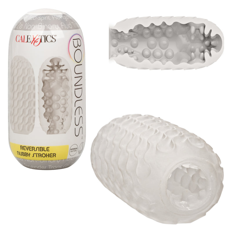 CalExotics Boundless Reversible Nubby Stroker - Clear - Stroker Masturbator - Stroker Sleeve