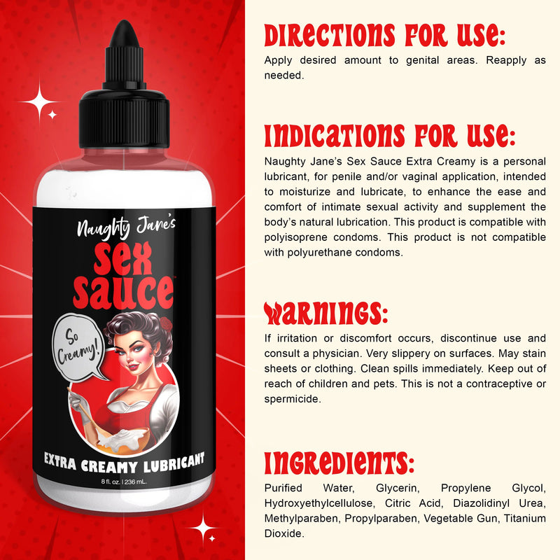 XR Brands Naughty Jane's Sex Sauce Extra Creamy Lubricant 8 Oz
