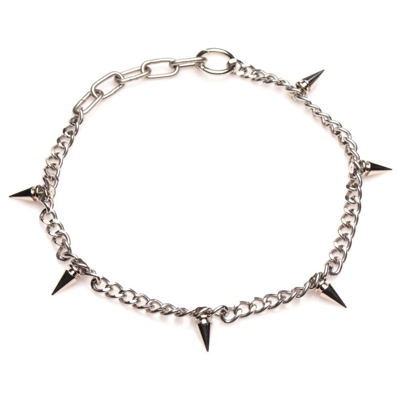 XR Brands Punk Spiked Necklace Silver