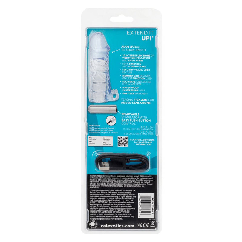 CalExotics Up Extended It Up Vibrating Extension Sleeve - Blue Rechargeable