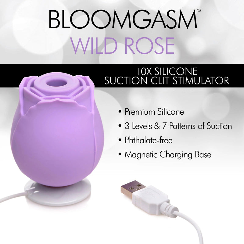 XR Brands inmi Bloomgasm Wild Rose 10x Suction Clit Stimulator -  Purple