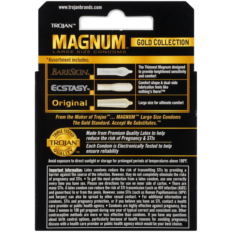Paradise Marketing Trojan Magnum Large Size Gold Collection Condoms - 3 Pack