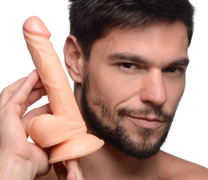 XR Brands Pop Pecker 6.5 Inch Dildo With Balls - Light