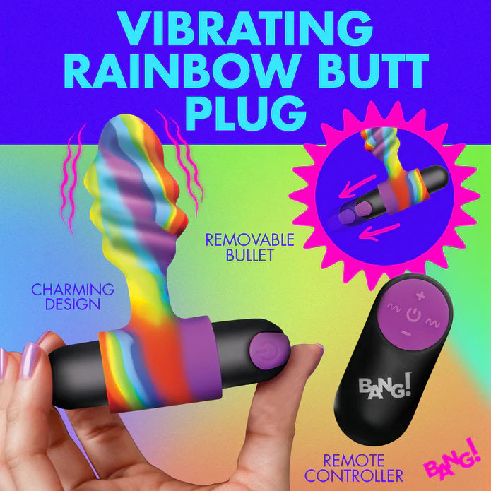 XR Brands Vibrating Rainbow Butt Plug