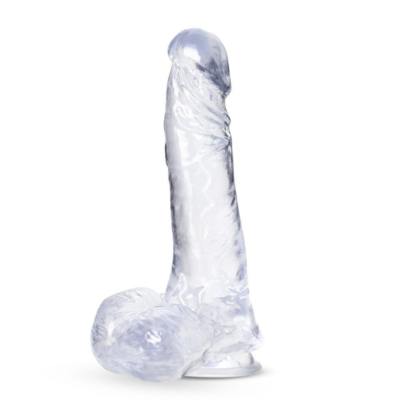 B Yours Plus Ram Jam Realistic Clear 8-Inch Long Dildo With Balls & Suction Cup Base