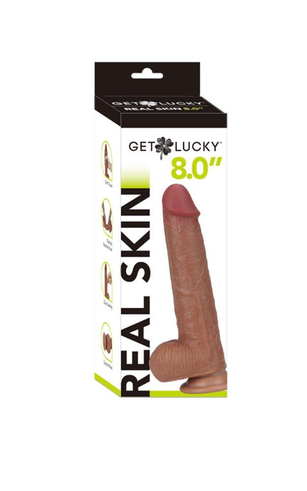 "Get Lucky 8 Inch Real Skin Dildo - Light Brown TMN-GL-0664"