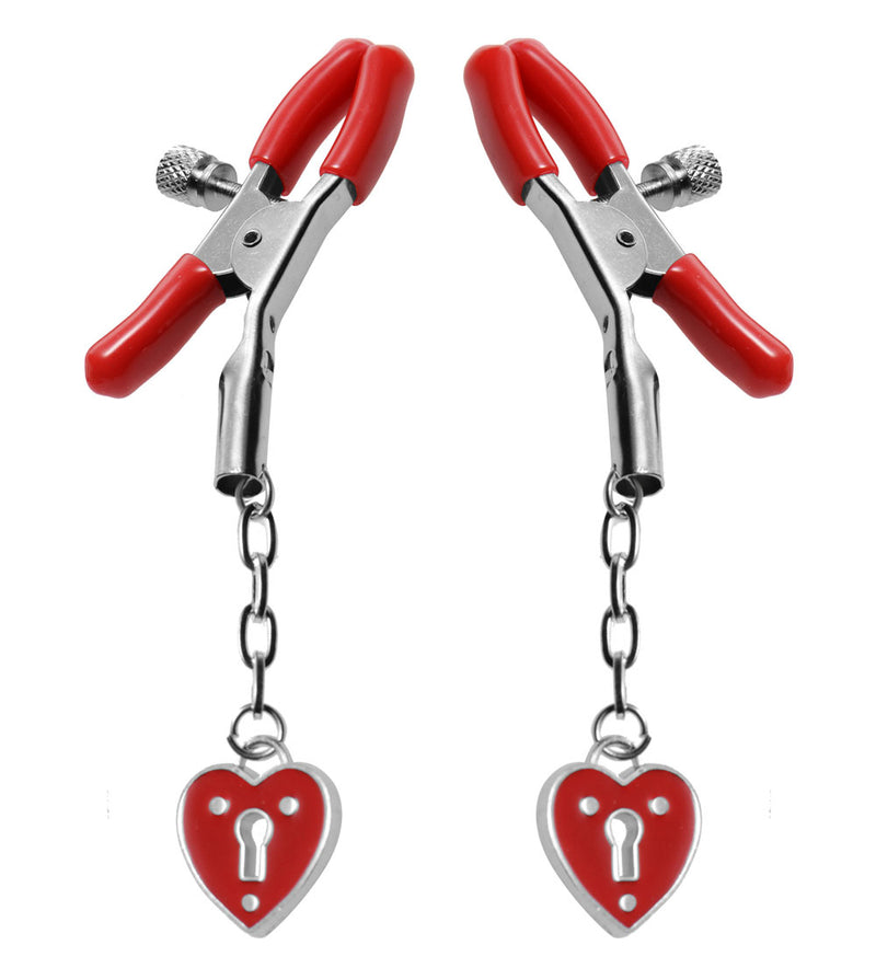 XR Brands Charmed Heart Padlock Nipple Clamps