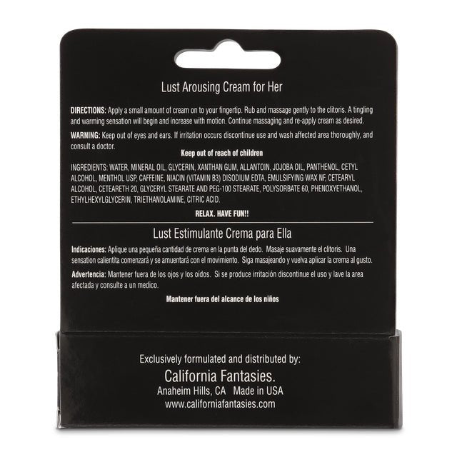 California Fantasies Lust - Arousing Cream for Her - 0.5 Oz. Tube - Boxed
