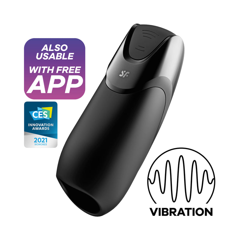 Satisfyer Men Vibration Plus Vibrator - Black - Automatic Stroker Masturbator - Canister Masturbation Cup