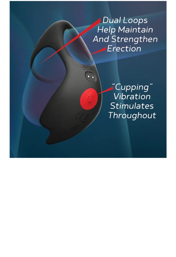 Icon Brands Red Dot Vibrating Cock Ring V3 With Remote - Black/red