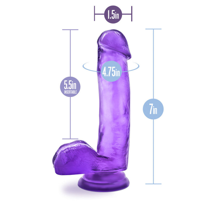 B Yours Sweet N' Hard 1 Realistic Purple 7-Inch Long Dildo With Balls & Suction Cup Base