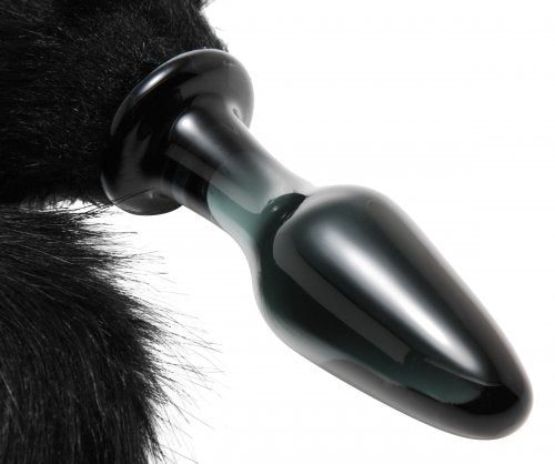 XR Brands Midnight Fox Glass Plug With Tail