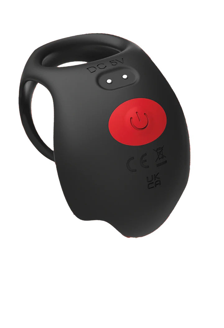 Icon Brands Red Dot Vibrating Cock Ring V3 With Remote - Black/red