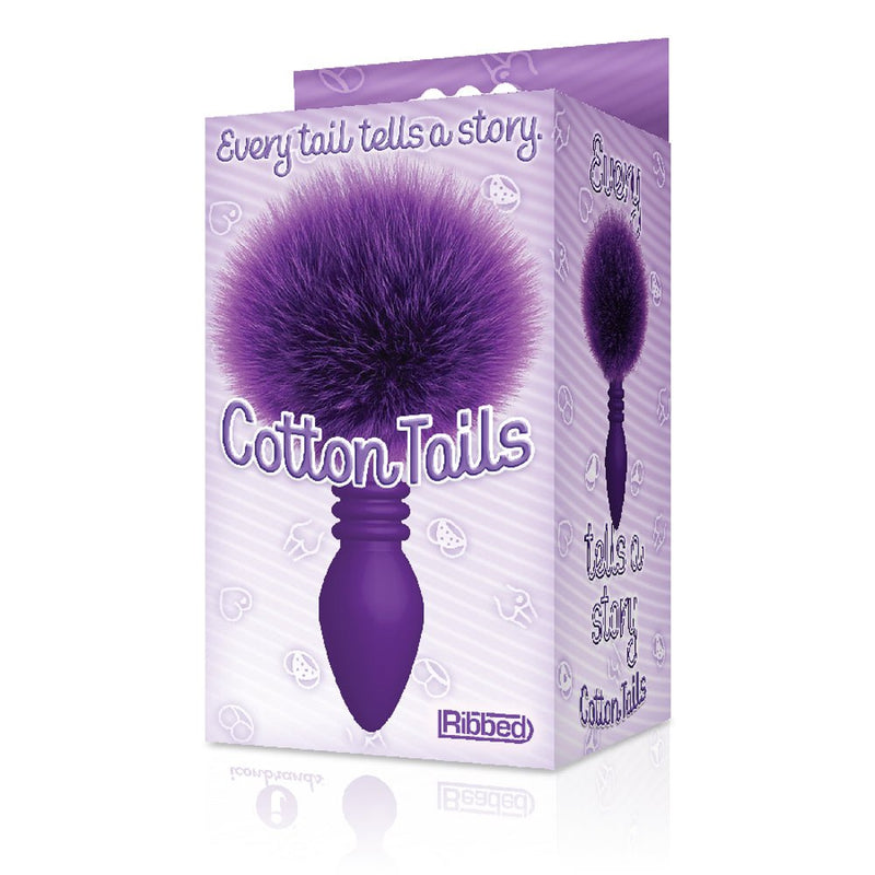 Icon Brands The 9's Cottontails Silicone Bunny Tail Butt Plug - Ribbed Purple