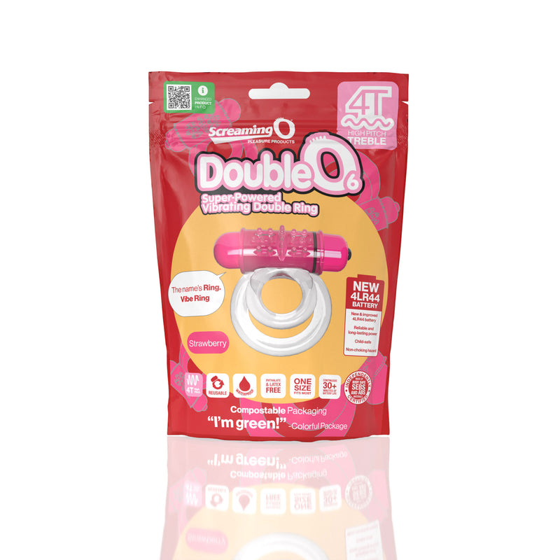 Screaming O Screaming O 4t - Double O 6 Super Powered Vibrating Double Ring - Strawberry
