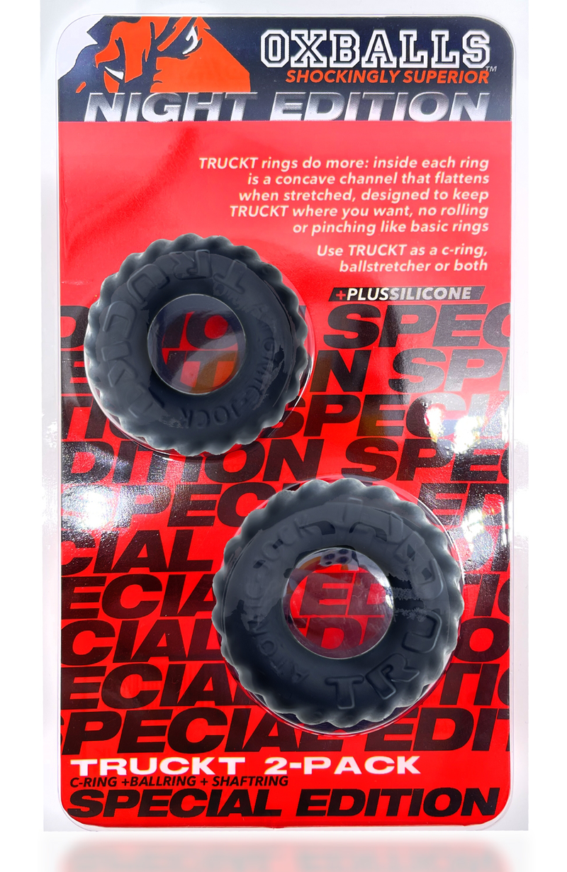 Oxballs Truckt 2 Piece Cockring Set Atomic Jock - Night Black