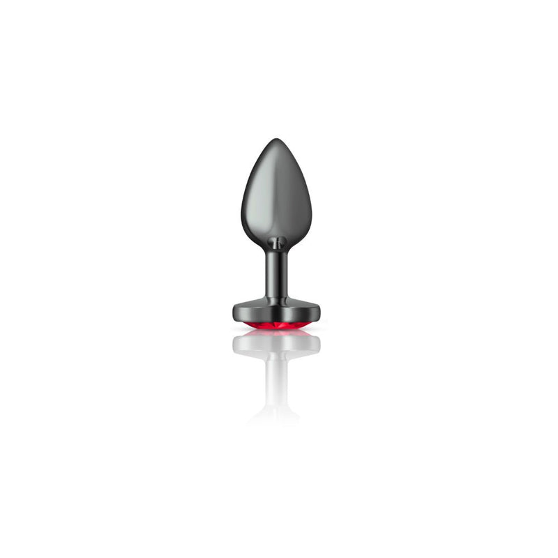 Viben Deep Red Heart Gem Gunmetal Metal Plug - Sm
