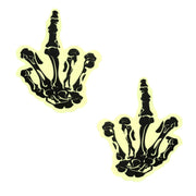 "Fuck You Glow in the Dark Skeleton Hand Nipple Cover Pasties NN-BLA-FU-GLO"