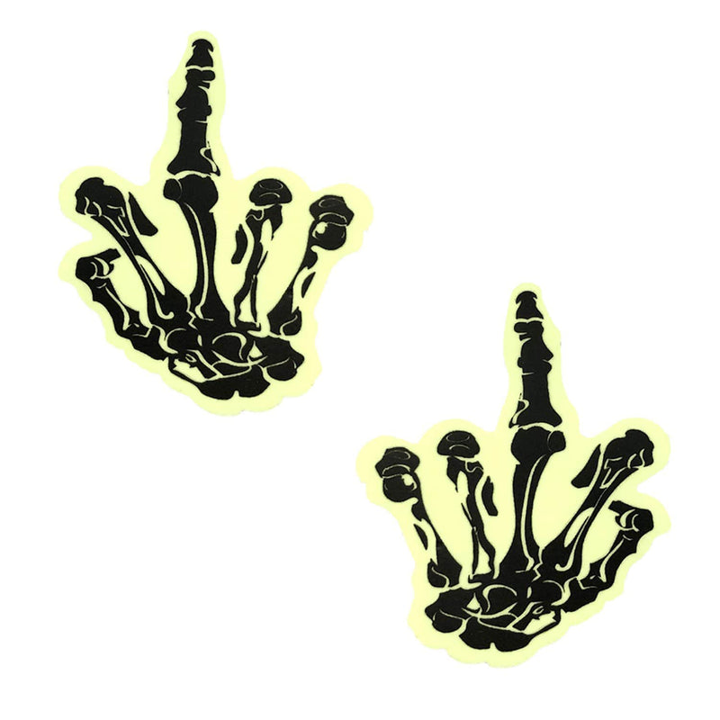 Neva Nude Fuck You Glow in the Dark Skeleton Hand Nipple Cover Pasties