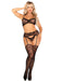 "3 Pc Lace Bra Top, v-Front G-String, and Garter Belt Stockings O/s - Black LA-89348BLKOS"