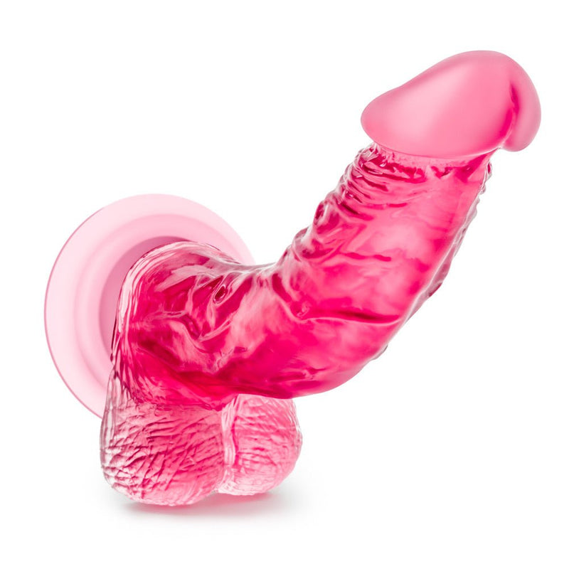B Yours Sweet N' Hard 7 Realistic Curved G-Spot Pink 8.5-Inch Long Dildo With Balls & Suction Cup Base
