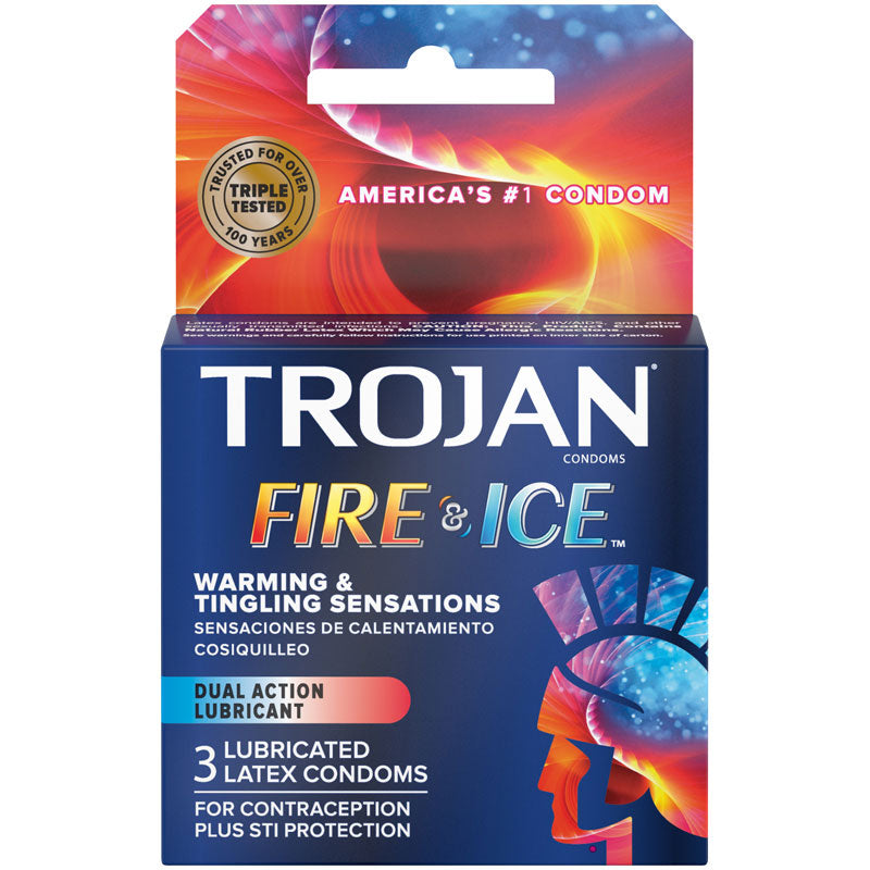 Paradise Marketing Trojan Fire and Ice Dual Action Lubricated Condoms - 3 Pack