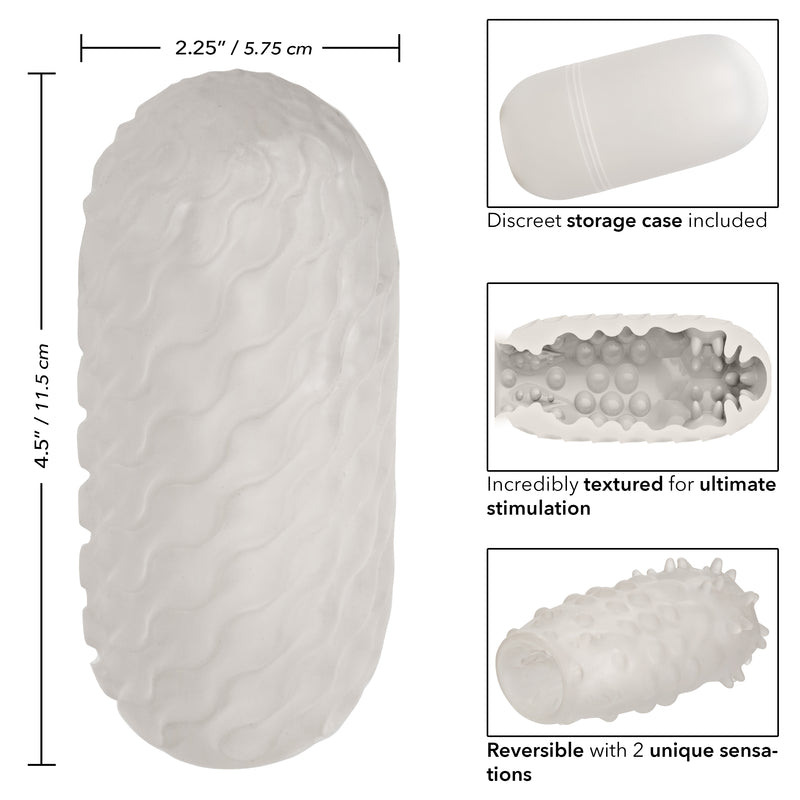 CalExotics Boundless Reversible Nubby Stroker - Clear - Stroker Masturbator - Stroker Sleeve