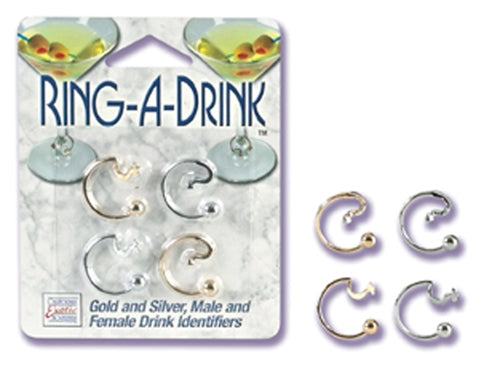 CalExotics Ring a Drink Gold and Silver Male and Female Drink Identifiers