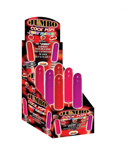 Hott Products Jumbo Cock Pops - 6 Piece Display - Assorted Fruit Flavors