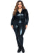 "Lame Zipper Front Catsuit - 1x/2x - Black LA-85047XBL1X2"