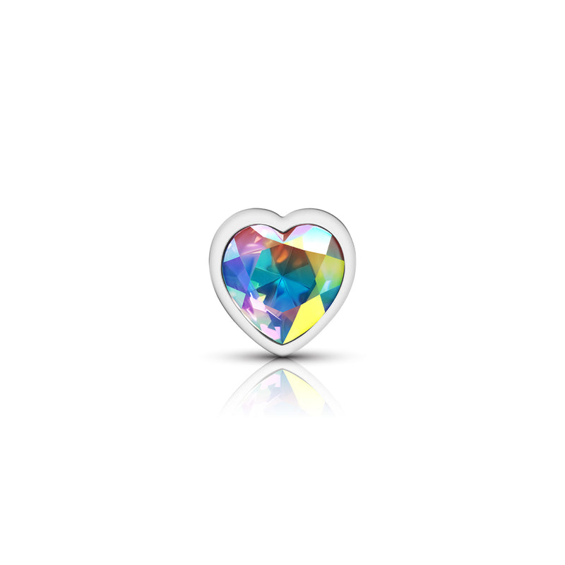 Viben Clear Iridescent Heart Gem Silver Metal Plug - Md