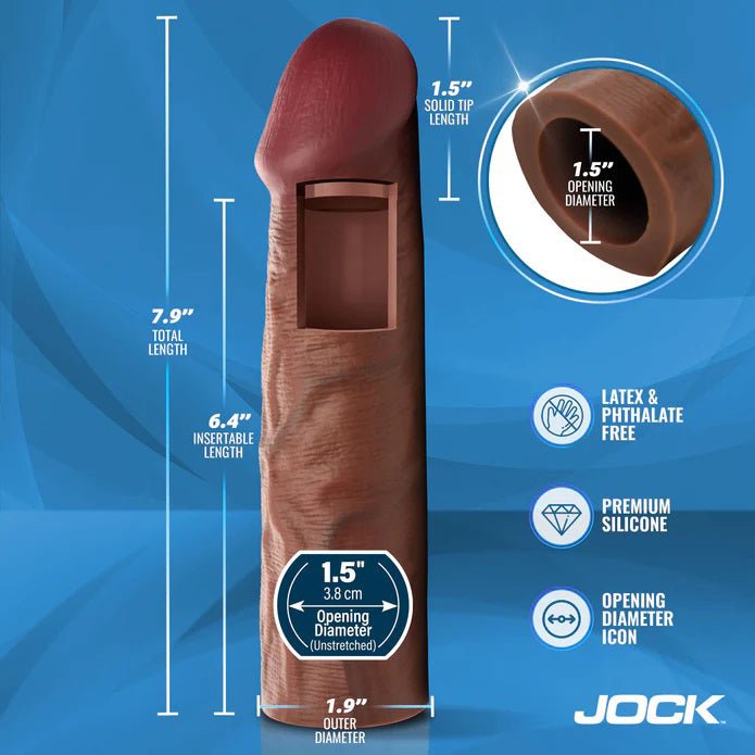 Curve Toys Jock 1.5" Silicone Penis Extension Sleeve - Dark