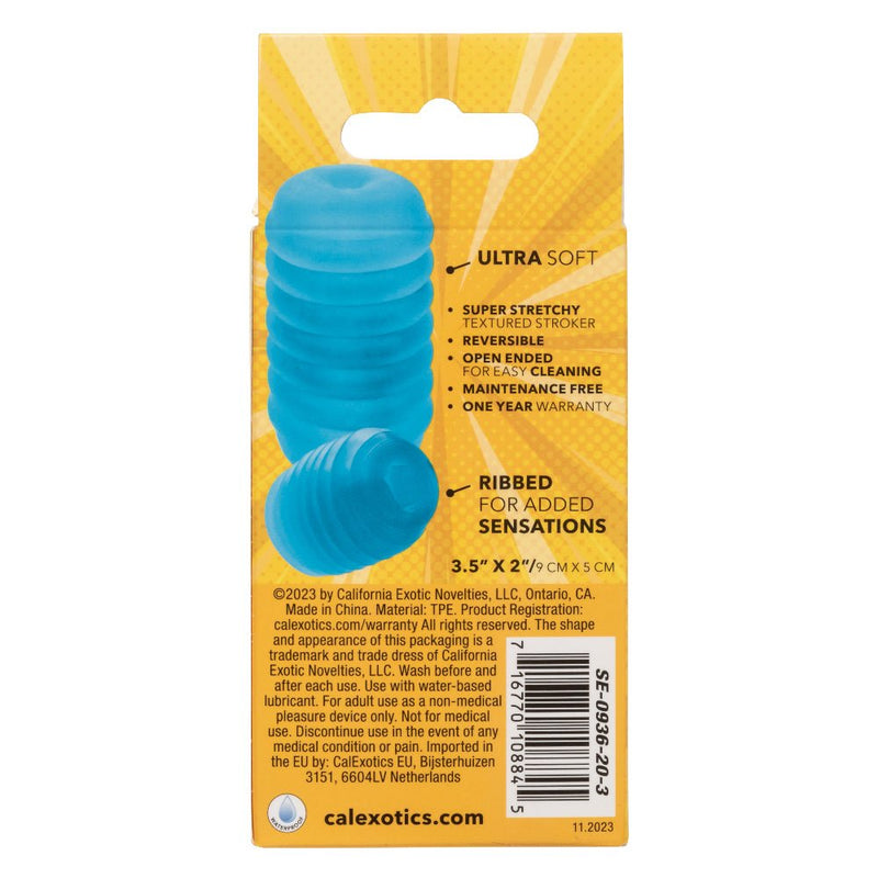 CalExotics Pop Sock Ribbed - Blue - Stroker Masturbator - Mini Stroker
