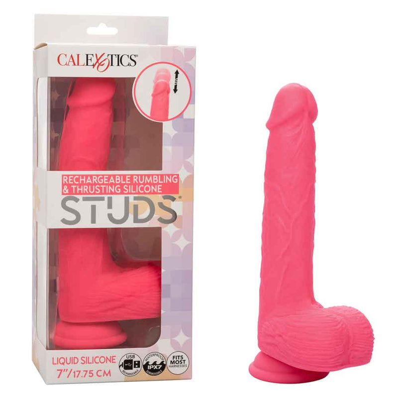 CalExotics Rechargeable Rumbling and Thrusting Silicone Studs - Pink