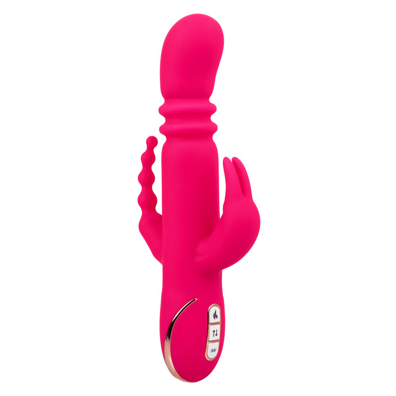 CalExotics Jack Rabbit Signature Heated Silicone Triple Fantasy Rabbit - Pink