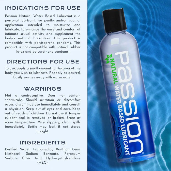 XR Brands Passion Natural Water Based Lubricant 8 Oz