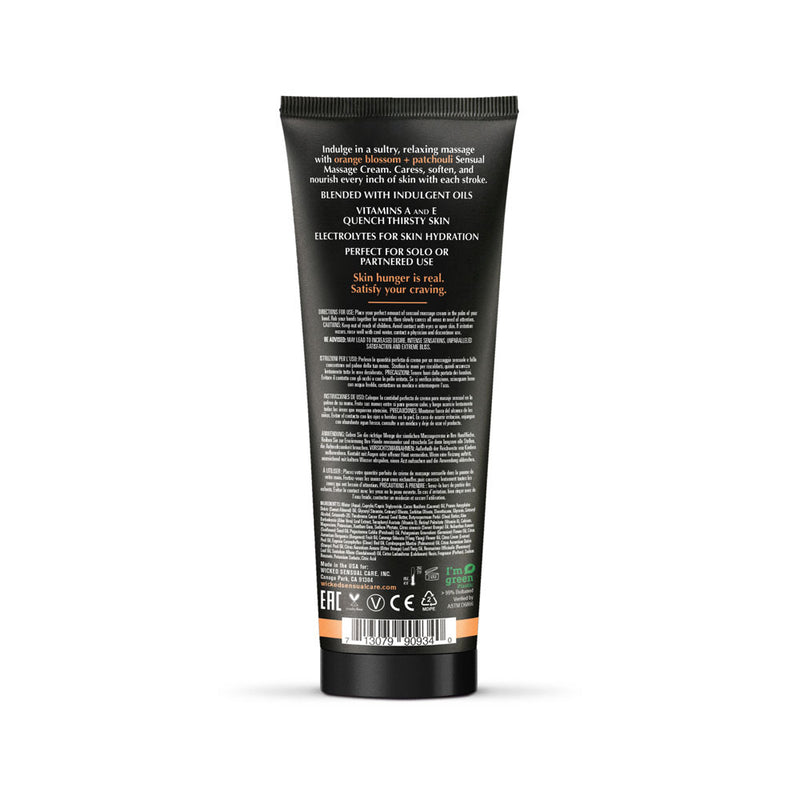 Wicked Sensual Care Orange Blossom and Patchouli - Scented Sensual Massage Cream - 4 Oz