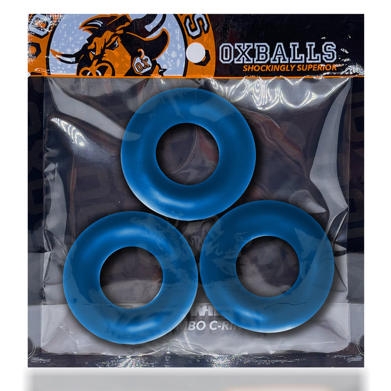 Oxballs Fat Willy 3-Pack Jumbo C-Rings - Space Blue