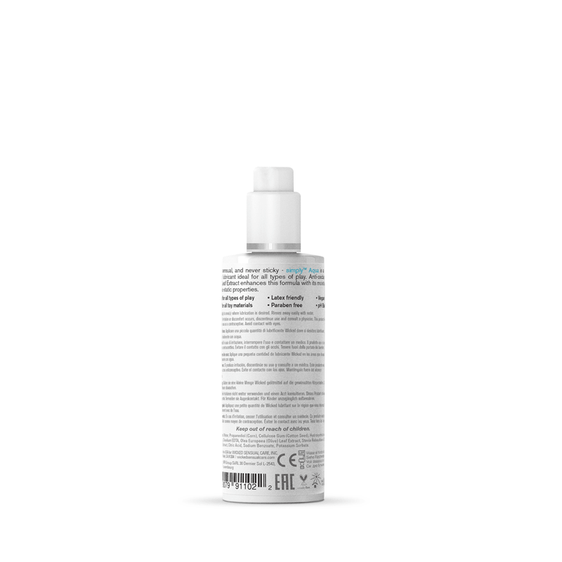 Wicked Sensual Care Simply Aqua Fragrance Free Lubricant - 2.3 Fl. Oz.