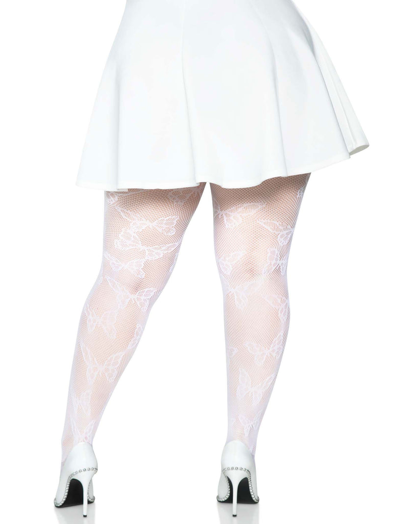 Leg Avenue Butterfly Net Tights - 1x/2x - White