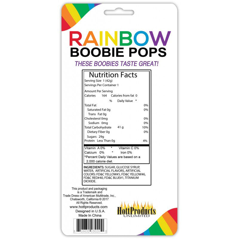 Hott Products Rainbow Boobie Pops - 1.48 Oz.