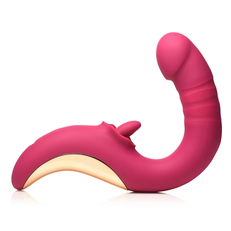 XR Brands Tease and Please Thrusting and Licking Vibrator - Fuchsia